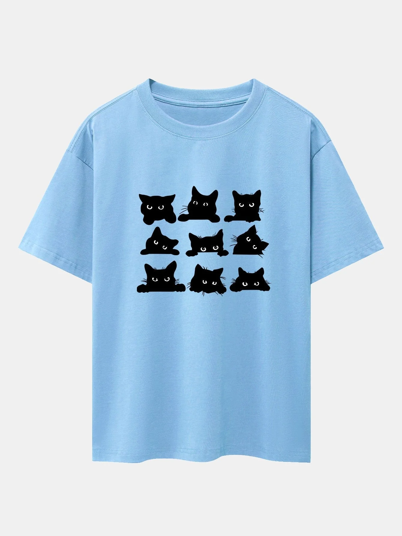 Atanasio® | Black Cat Staring Print Drop Shoulder Oversize T-Shirt - Image 13