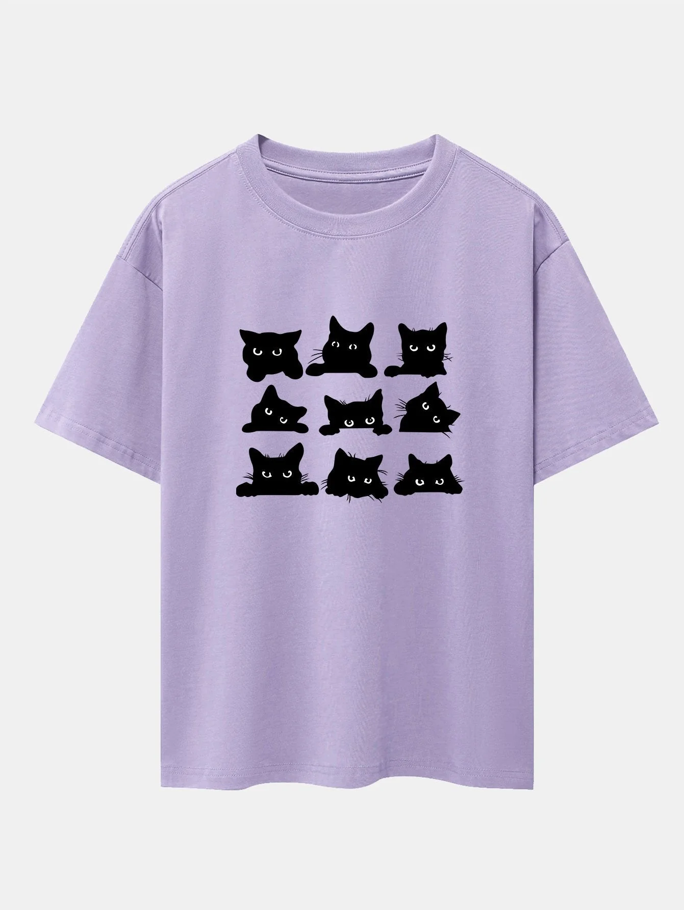 Atanasio® | Black Cat Staring Print Drop Shoulder Oversize T-Shirt - Image 14