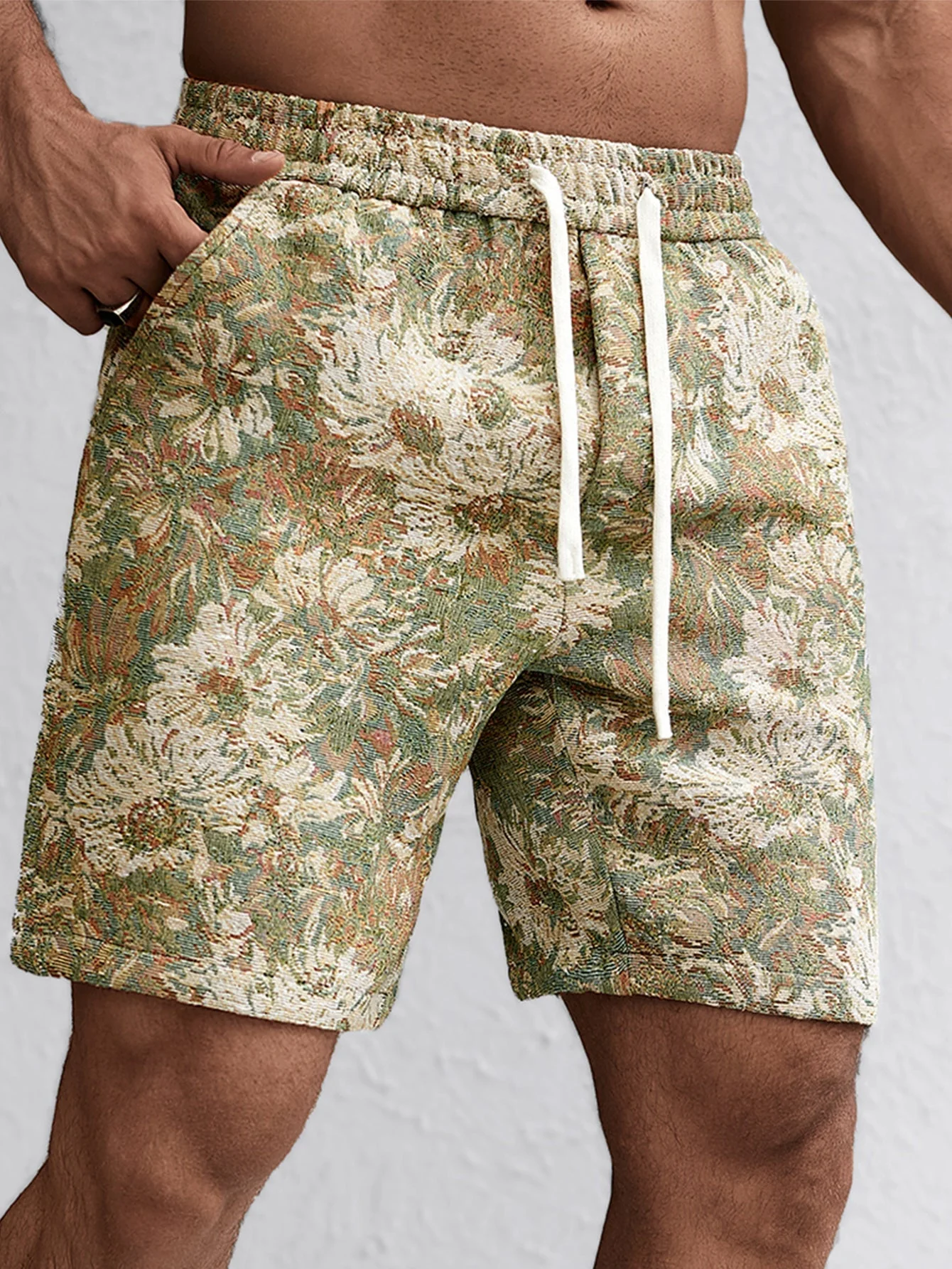 Athanasius | Oil Painting Floral Print Drawstring Shorts - Image 10