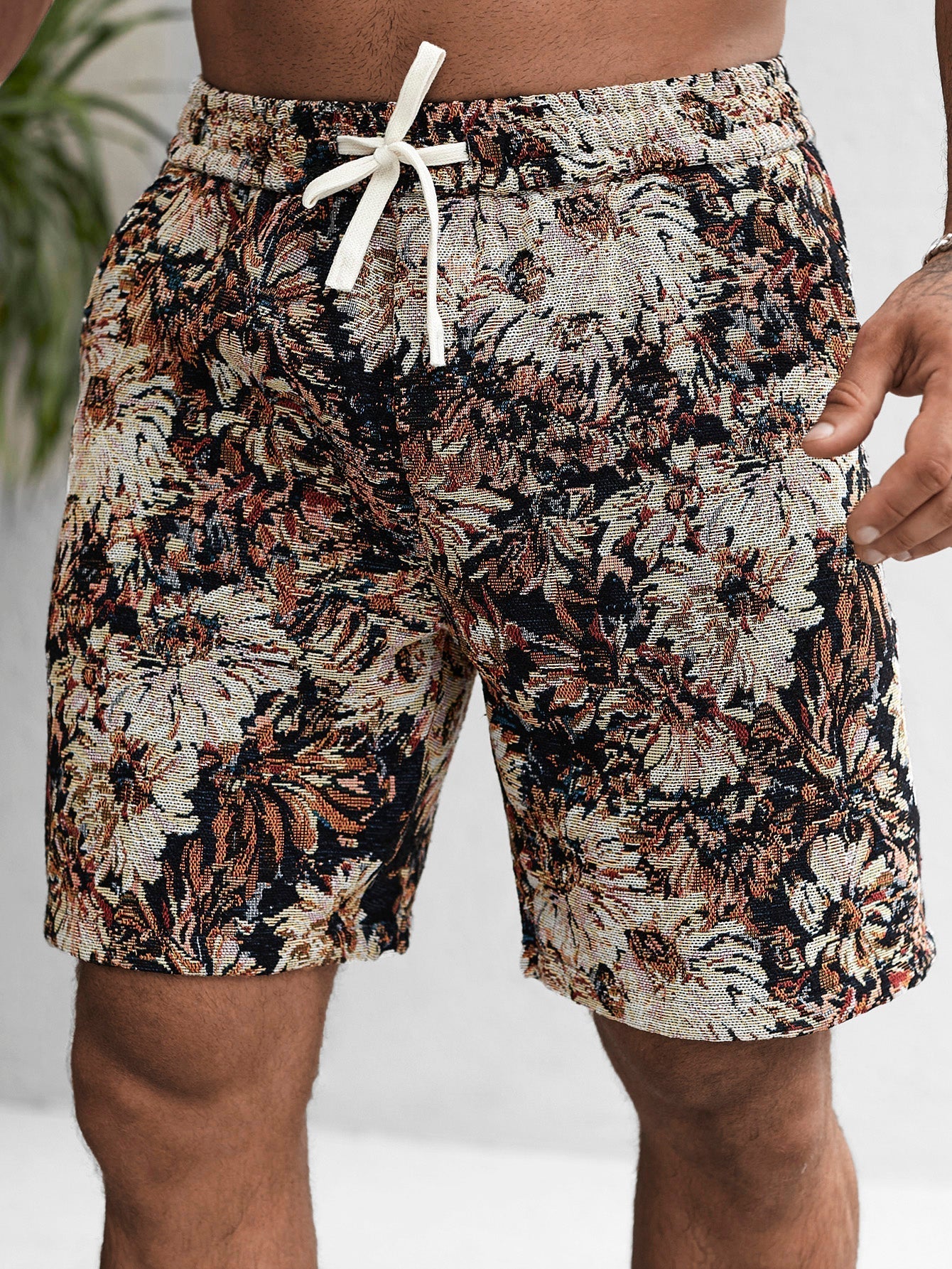 Athanasius | Oil Painting Floral Print Drawstring Shorts - Image 4