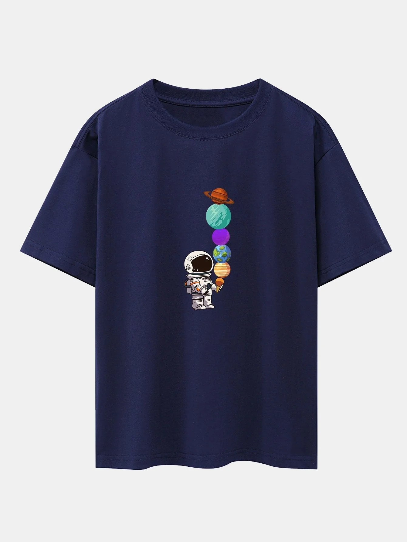 Atilano® | Planet Astronaut Print Drop Shoulder Oversize T-Shirt - Image 10
