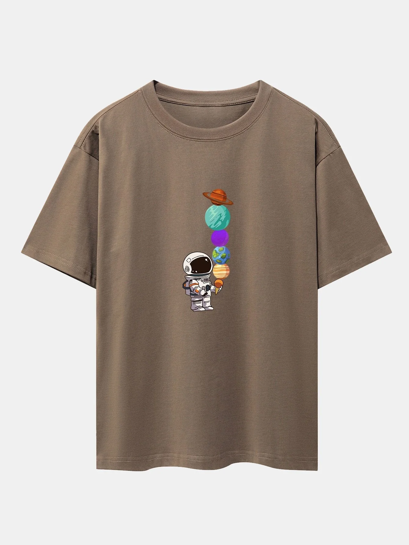 Atilano® | Planet Astronaut Print Drop Shoulder Oversize T-Shirt - Image 11