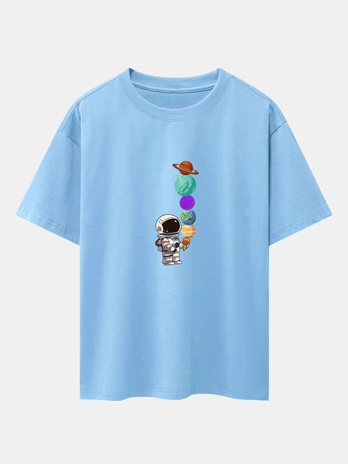 Atilano® | Planet Astronaut Print Drop Shoulder Oversize T-Shirt - Image 14