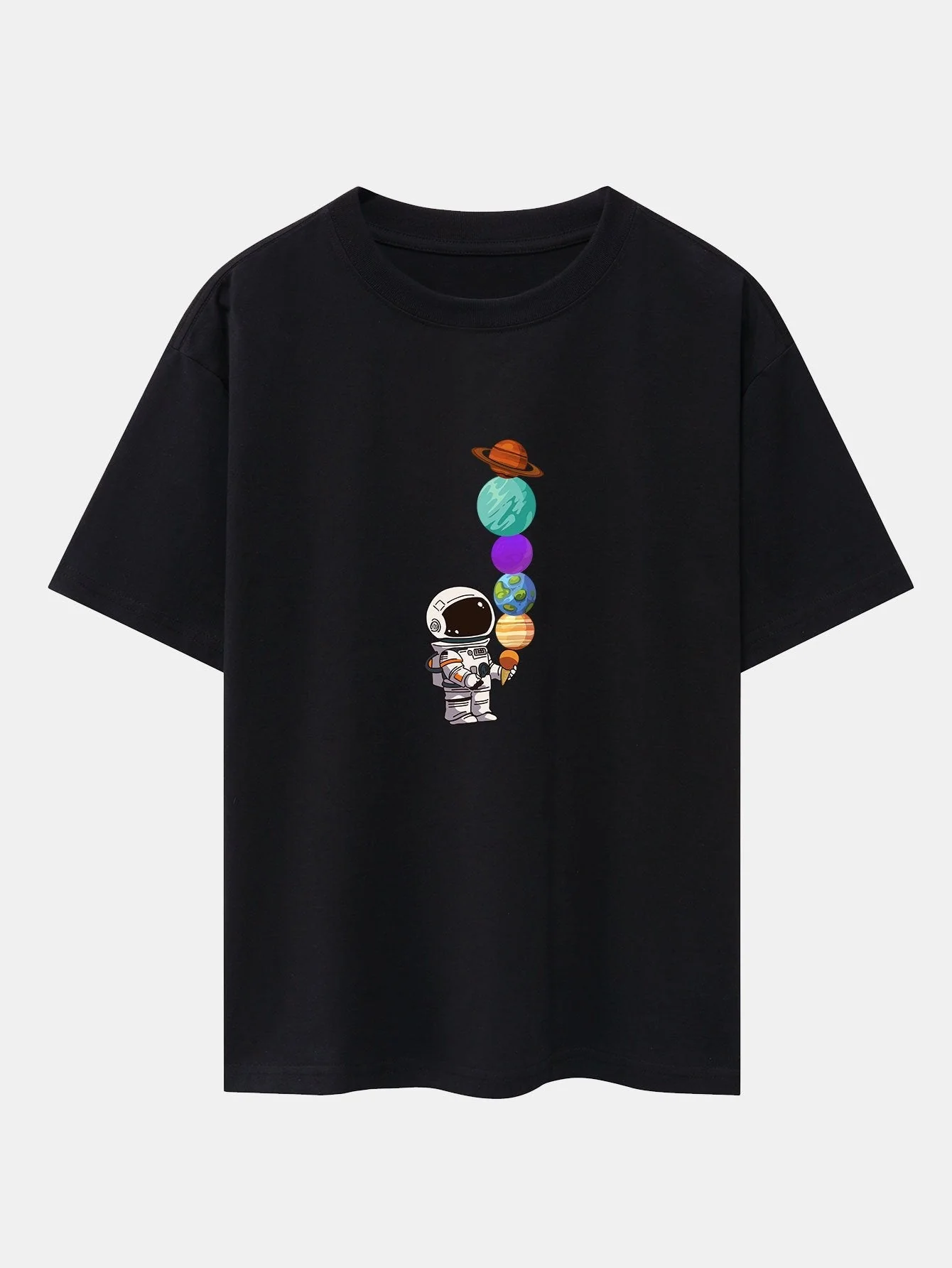 Atilano® | Planet Astronaut Print Drop Shoulder Oversize T-Shirt - Image 2