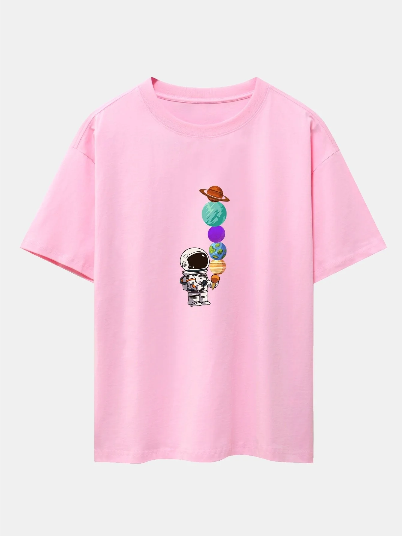 Atilano® | Planet Astronaut Print Drop Shoulder Oversize T-Shirt - Image 4