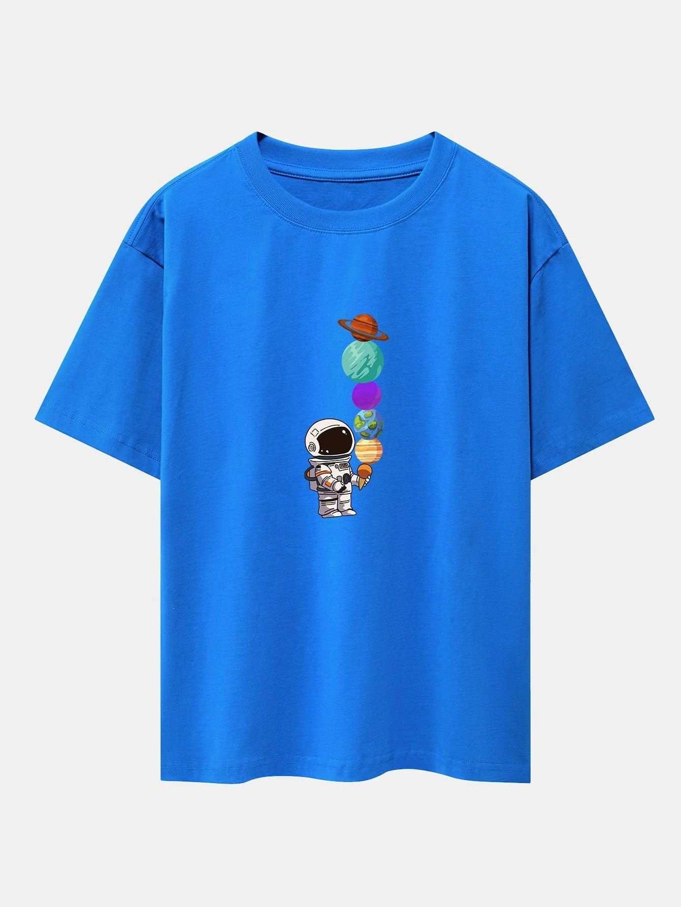 Atilano® | Planet Astronaut Print Drop Shoulder Oversize T-Shirt - Image 7