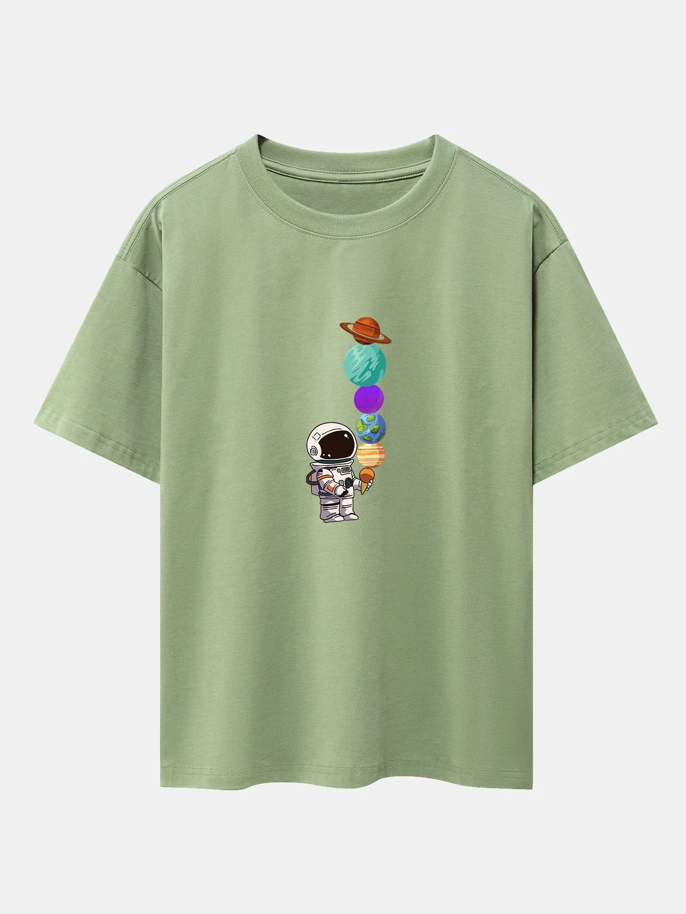 Atilano® | Planet Astronaut Print Drop Shoulder Oversize T-Shirt - Image 8