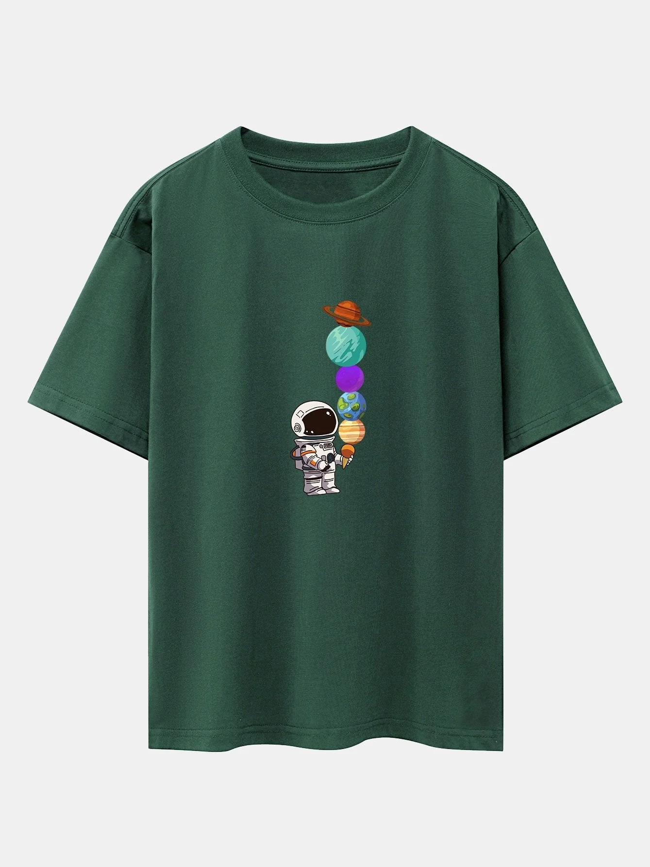 Atilano® | Planet Astronaut Print Drop Shoulder Oversize T-Shirt - Image 9