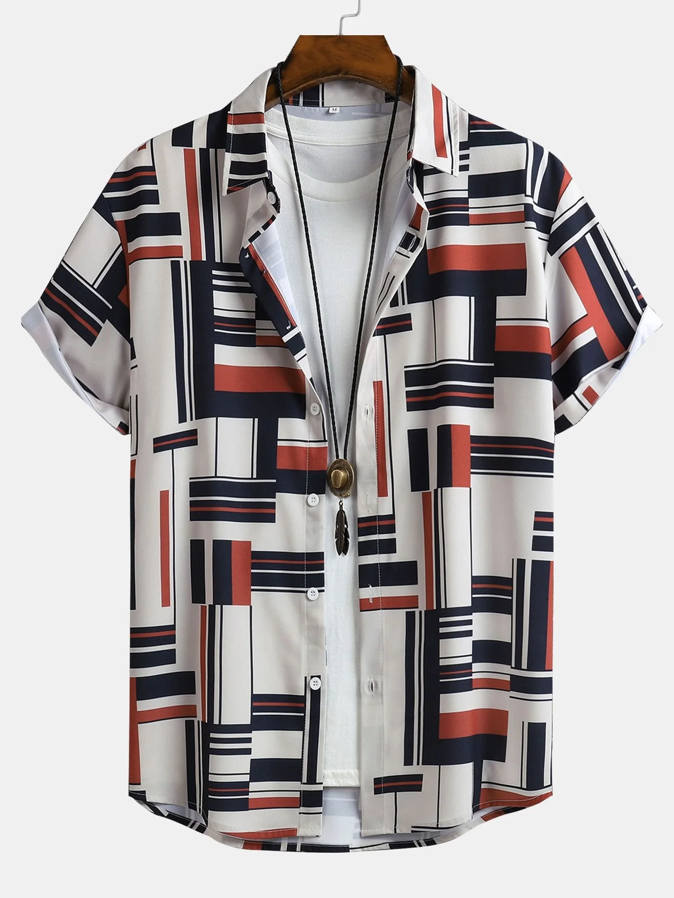 Atilio® | Geometry Print Button Up Shirt - Image 3