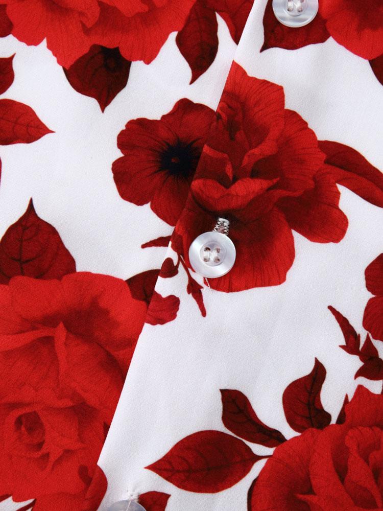Atiyeh® | Red Floral Print Revere Collar Shirt - Image 4