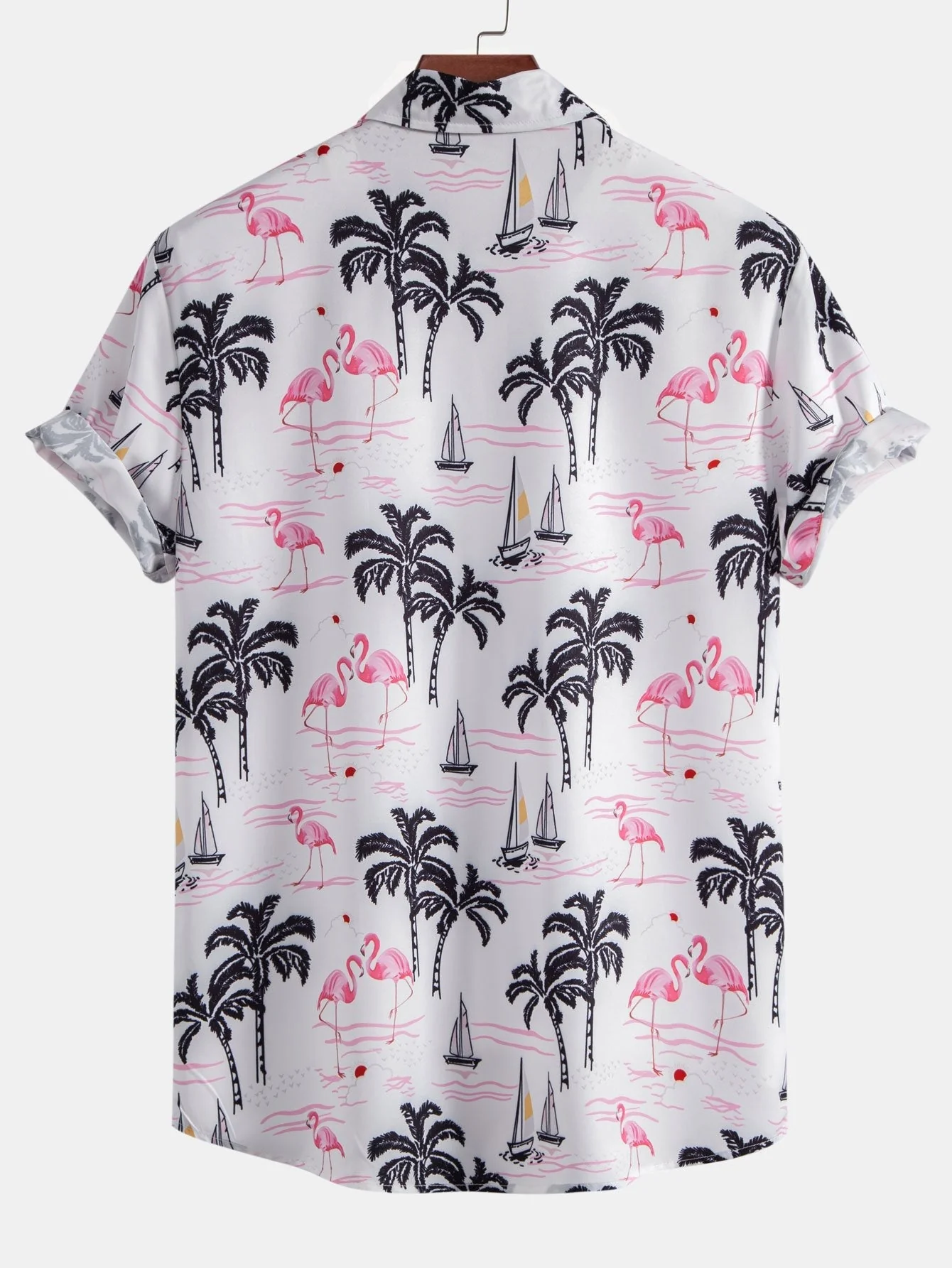 Atwater® | Palm Tree Flamingo Print Button Up Shirt - Image 2