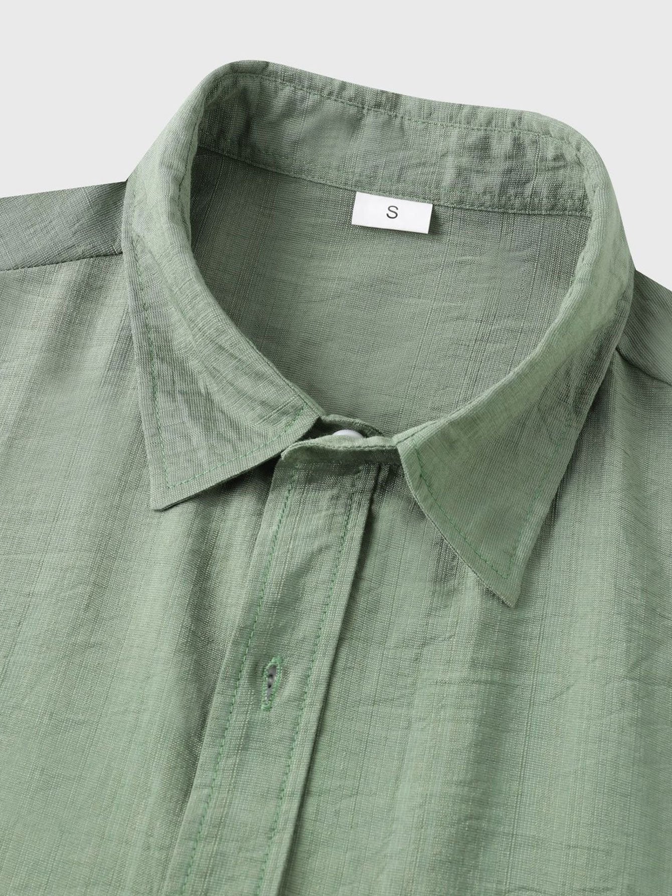 Auber® | Short Sleeve Textured Button Up Shirt - Image 10