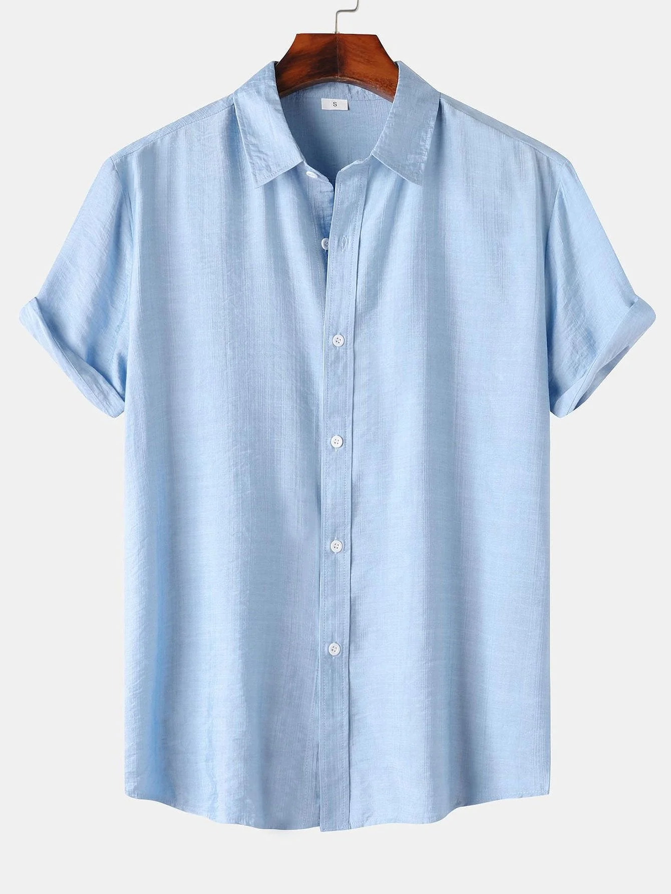 Auber® | Short Sleeve Textured Button Up Shirt - Image 2