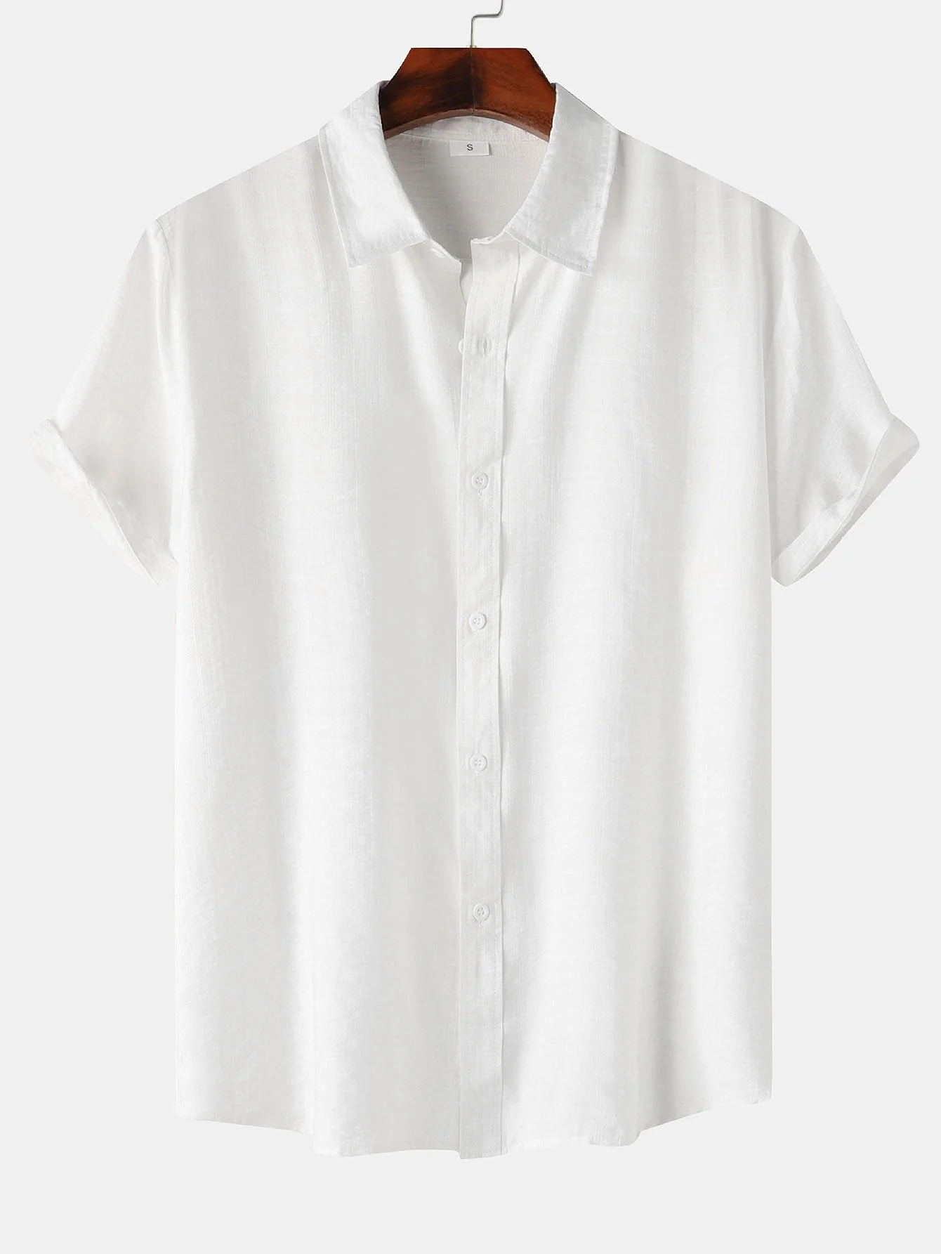 Auber® | Short Sleeve Textured Button Up Shirt - Image 3