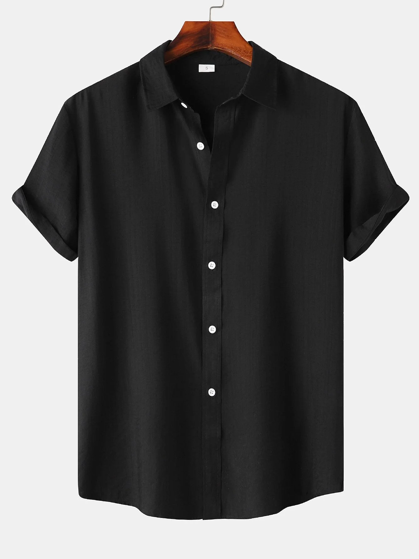 Auber® | Short Sleeve Textured Button Up Shirt - Image 4