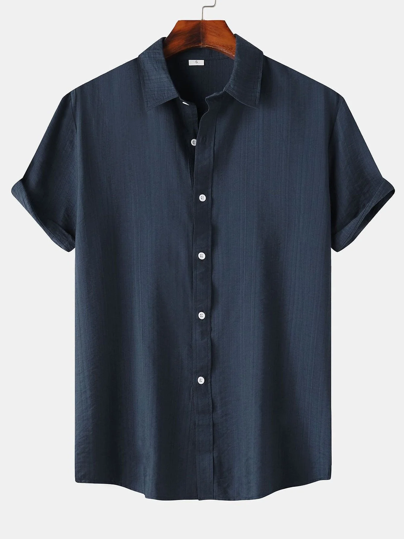 Auber® | Short Sleeve Textured Button Up Shirt - Image 5