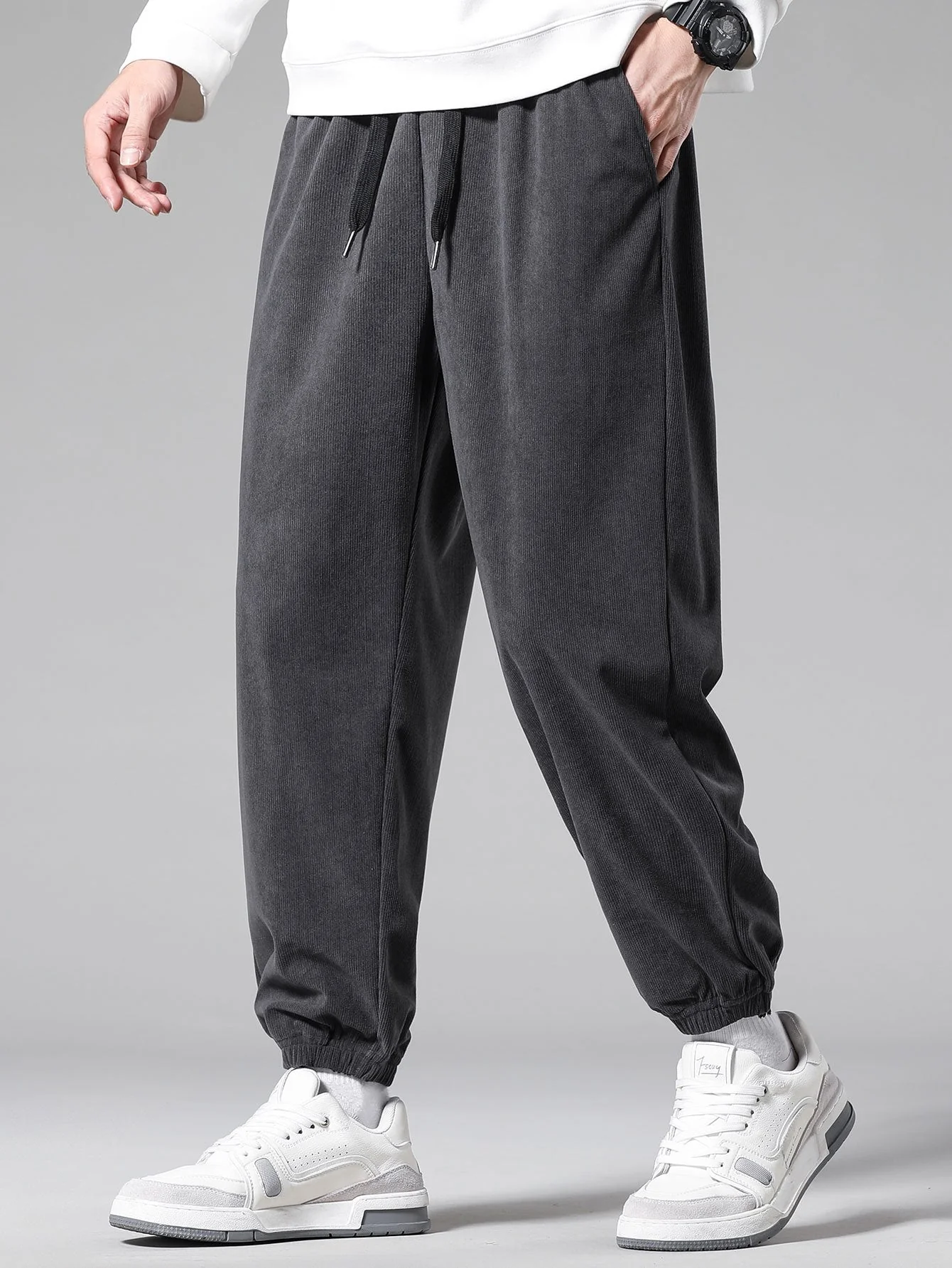 Aubry® | Corduroy Drawstring Jogging Pants - Image 11