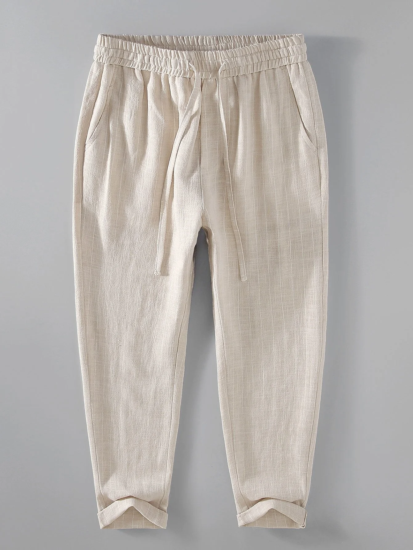 Audy® | Striped Linen Cotton Blend Cropped Pants - Image 2