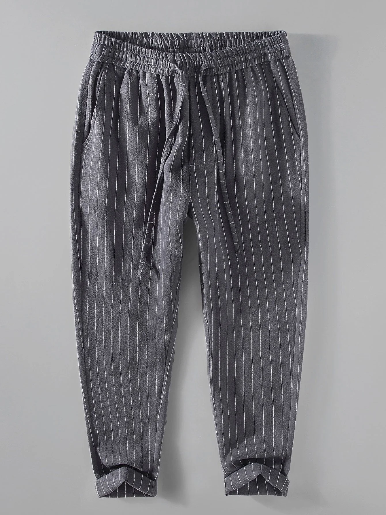Audy® | Striped Linen Cotton Blend Cropped Pants - Image 5