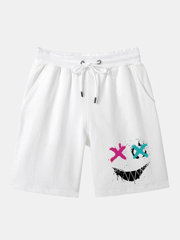 Aurel® | Graffiti Smiley Face Print Man Mid Length Shorts - Image 3