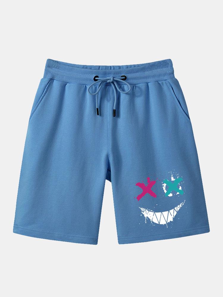 Aurel® | Graffiti Smiley Face Print Man Mid Length Shorts - Image 4