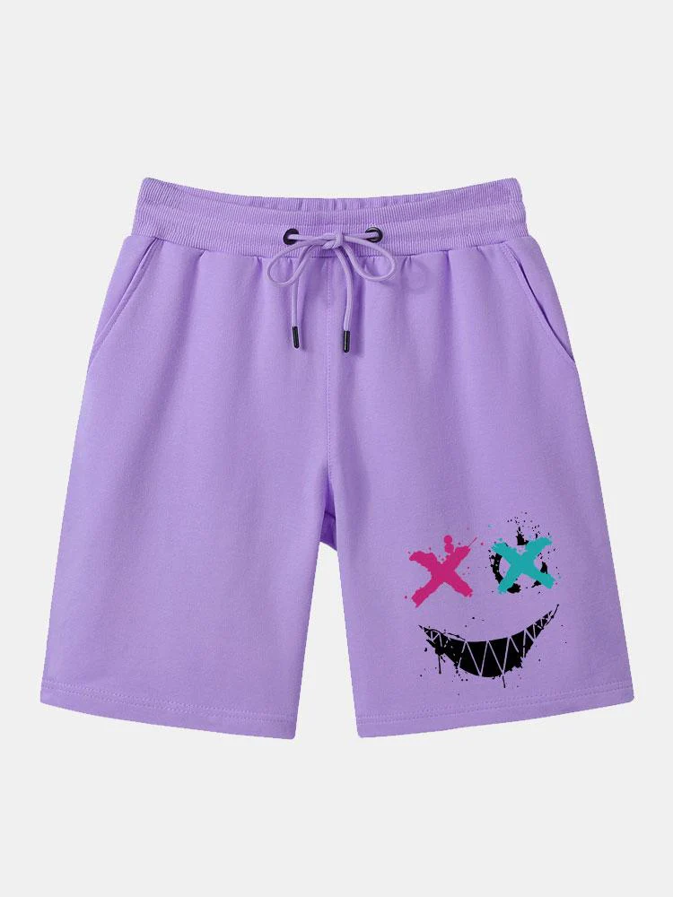 Aurel® | Graffiti Smiley Face Print Man Mid Length Shorts - Image 5