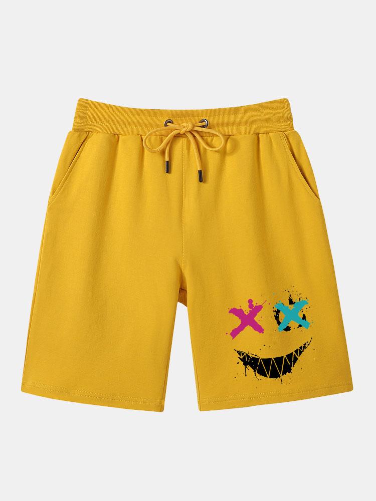 Aurel® | Graffiti Smiley Face Print Man Mid Length Shorts - Image 6