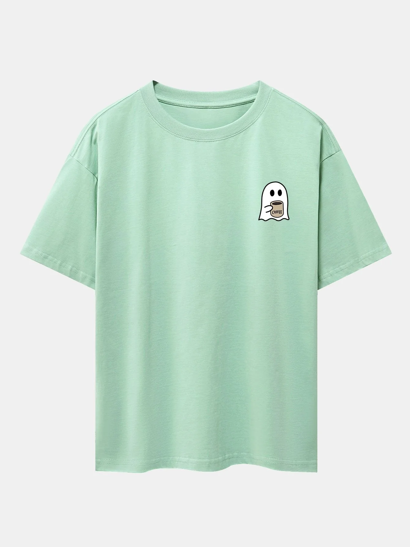 Aureliano® | Ghost Drinking Coffee Print Drop Shoulder Oversize T-Shirt - Image 11