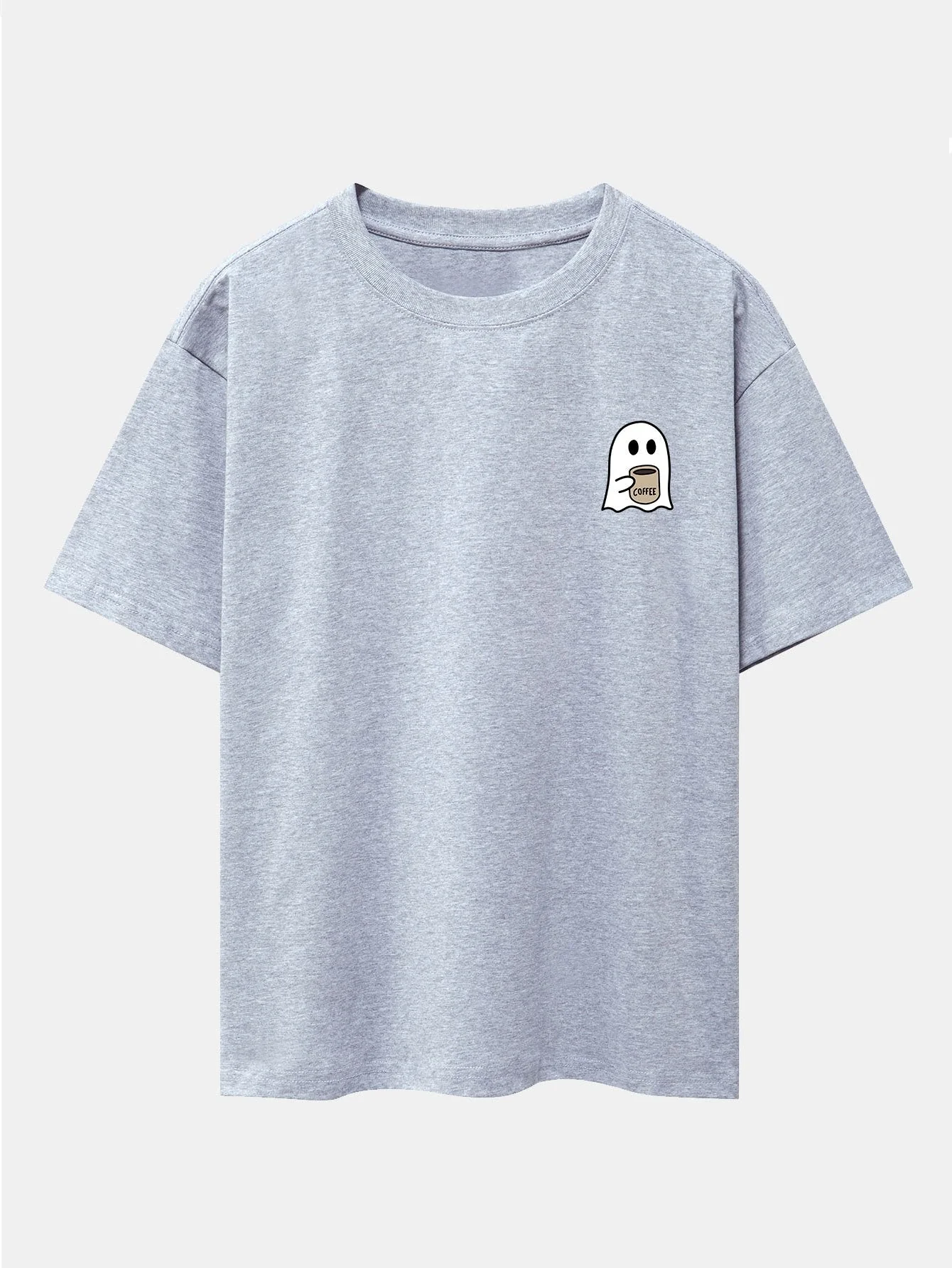 Aureliano® | Ghost Drinking Coffee Print Drop Shoulder Oversize T-Shirt - Image 13