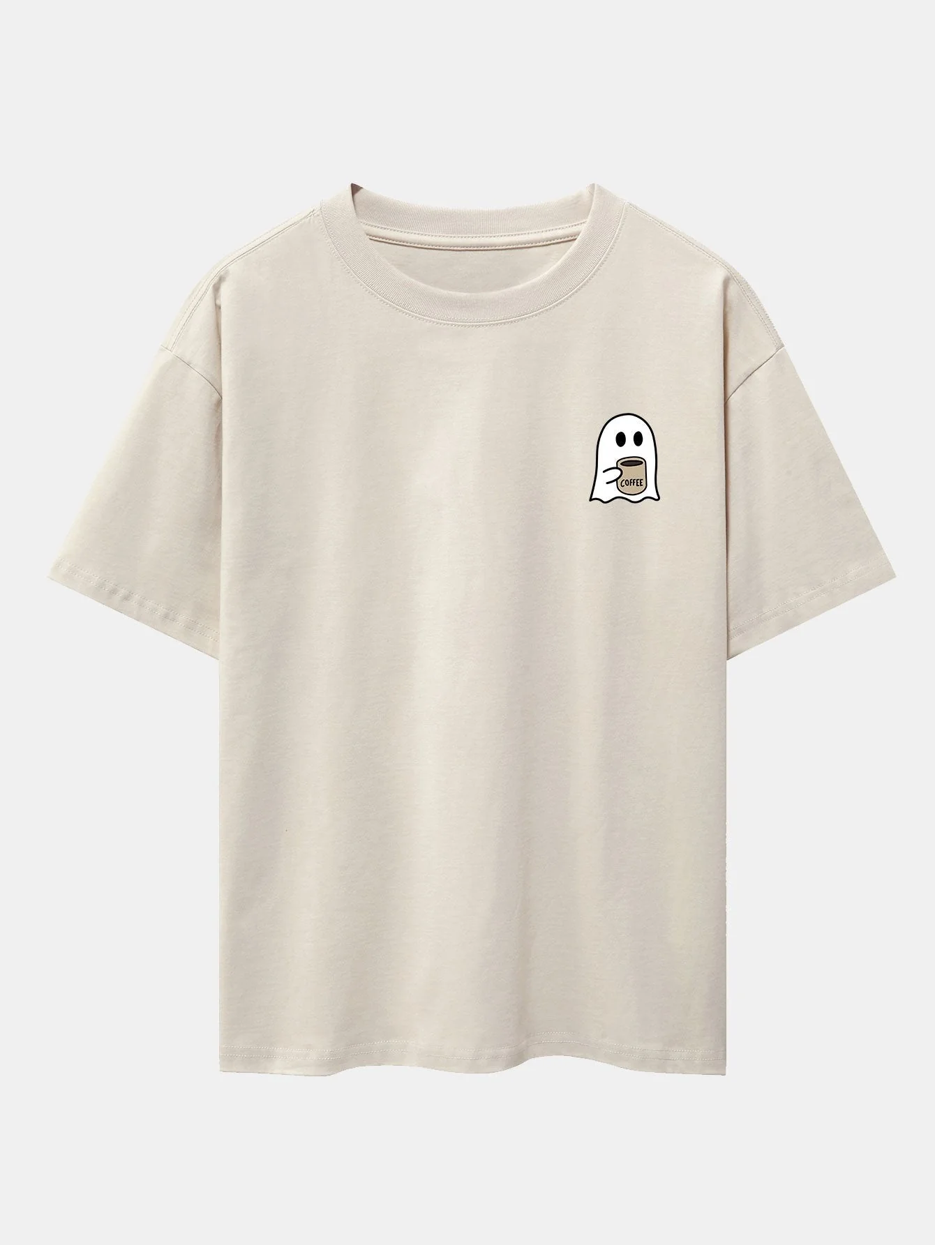 Aureliano® | Ghost Drinking Coffee Print Drop Shoulder Oversize T-Shirt - Image 2