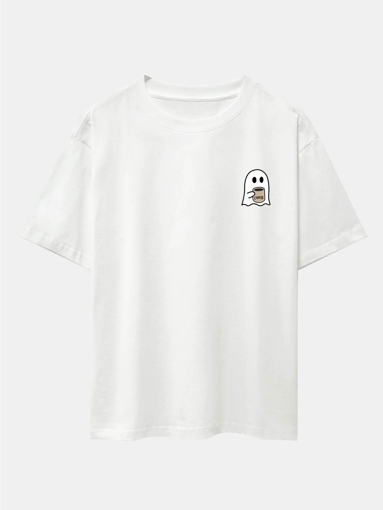 Aureliano® | Ghost Drinking Coffee Print Drop Shoulder Oversize T-Shirt - Image 3