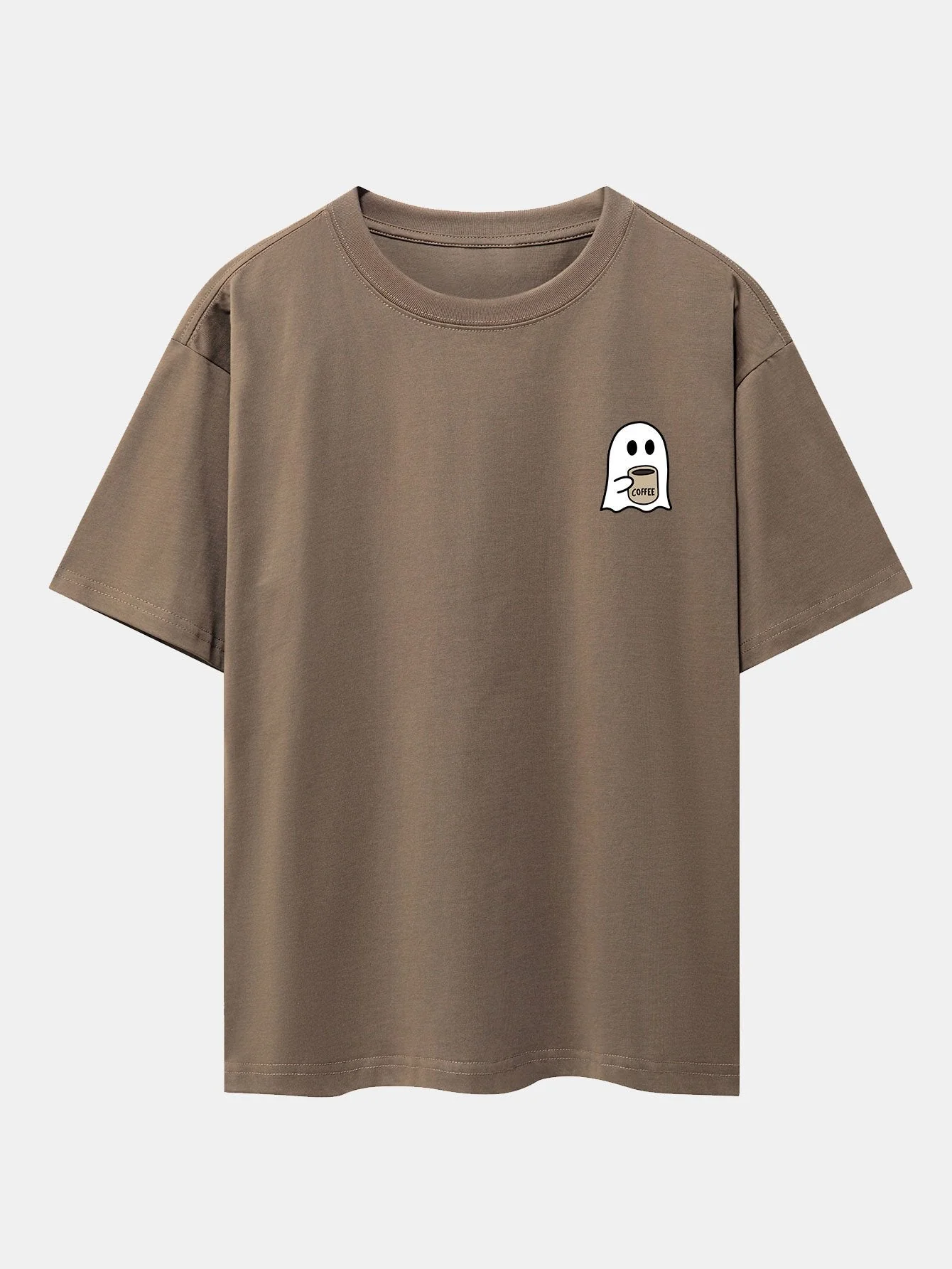 Aureliano® | Ghost Drinking Coffee Print Drop Shoulder Oversize T-Shirt - Image 5
