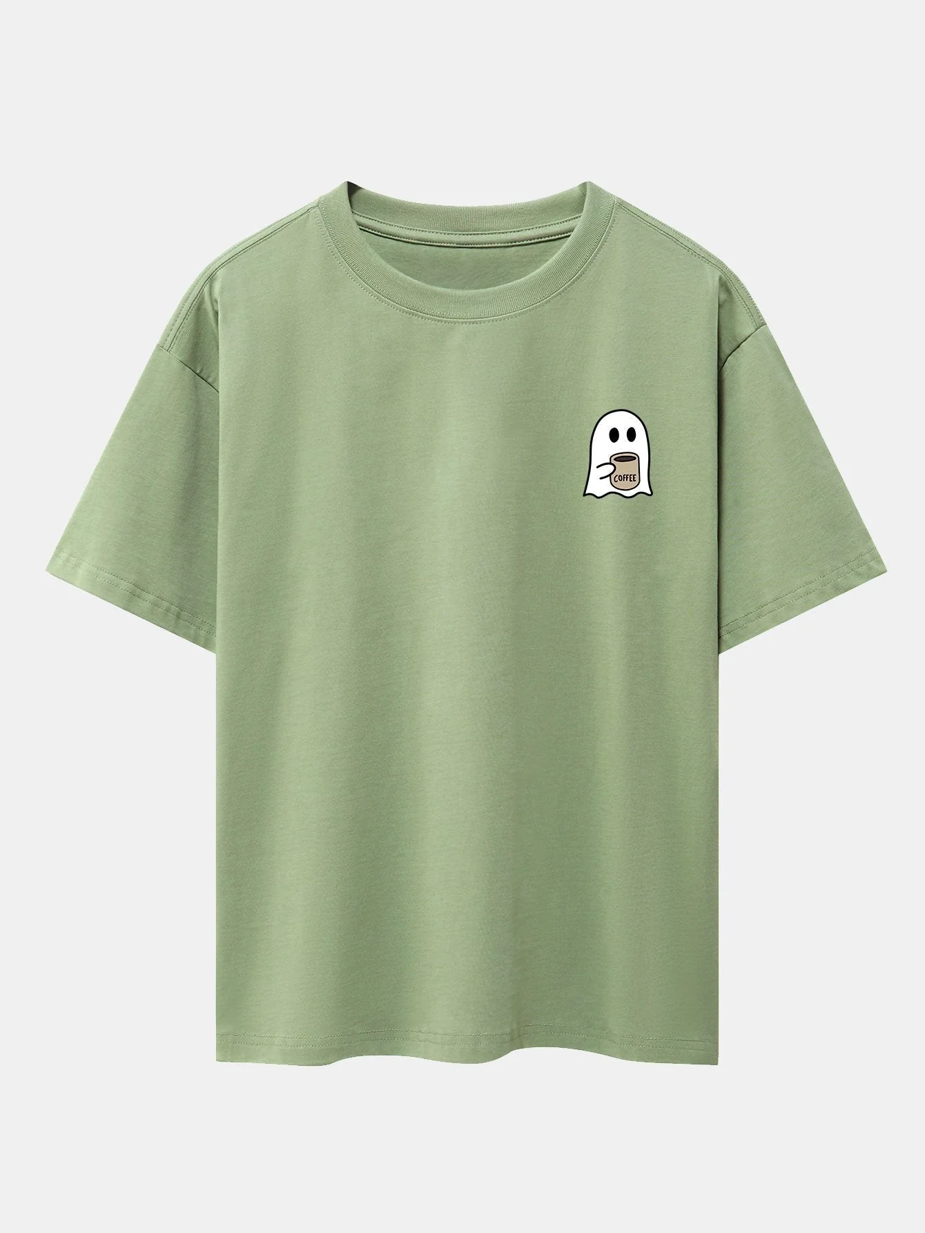Aureliano® | Ghost Drinking Coffee Print Drop Shoulder Oversize T-Shirt - Image 8