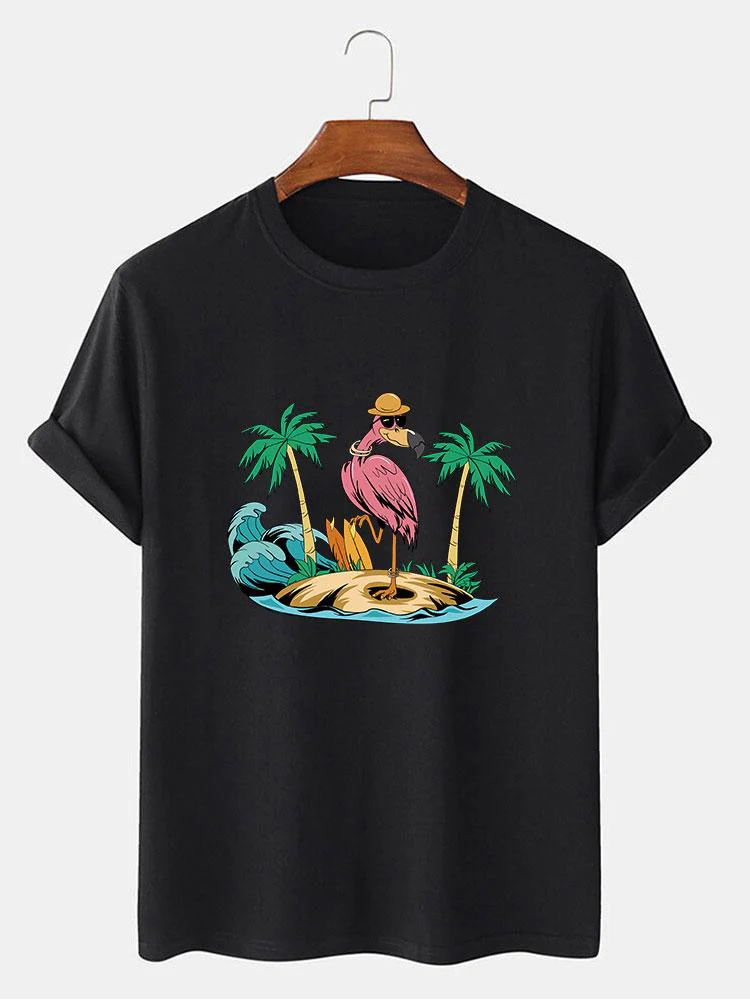 Austin® | Flamingo On Vacation Print T-Shirt - Image 3