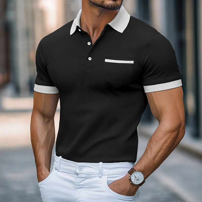 Austin | Men'S Retro Casual Colorblock Short Sleeve Polo Shirt - Image 3