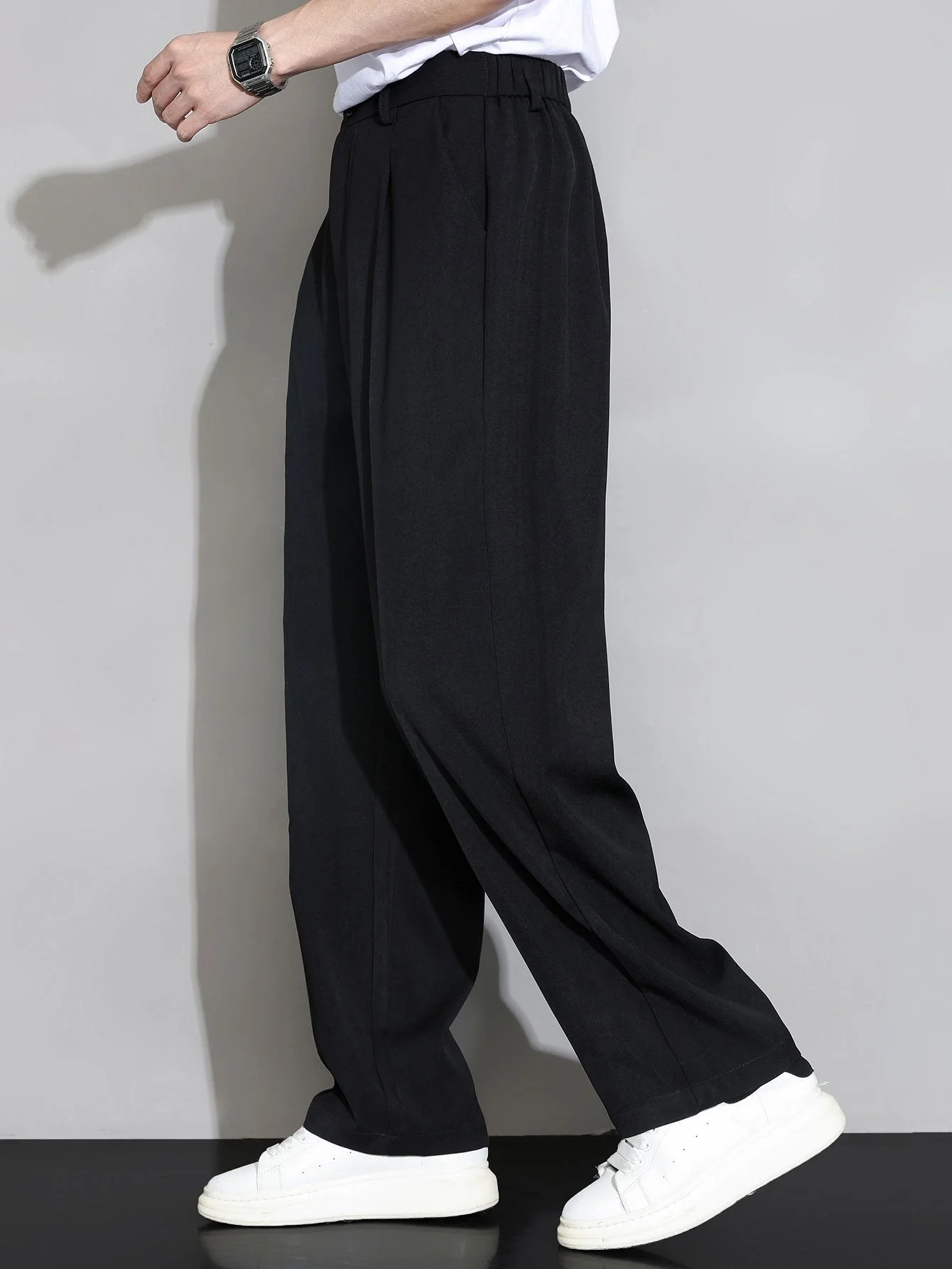 Auvray® | Relax Fit Elastic Waist Straight Leg Trousers - Image 2