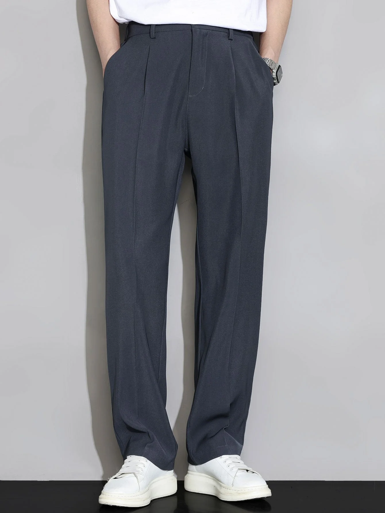 Auvray® | Relax Fit Elastic Waist Straight Leg Trousers - Image 4