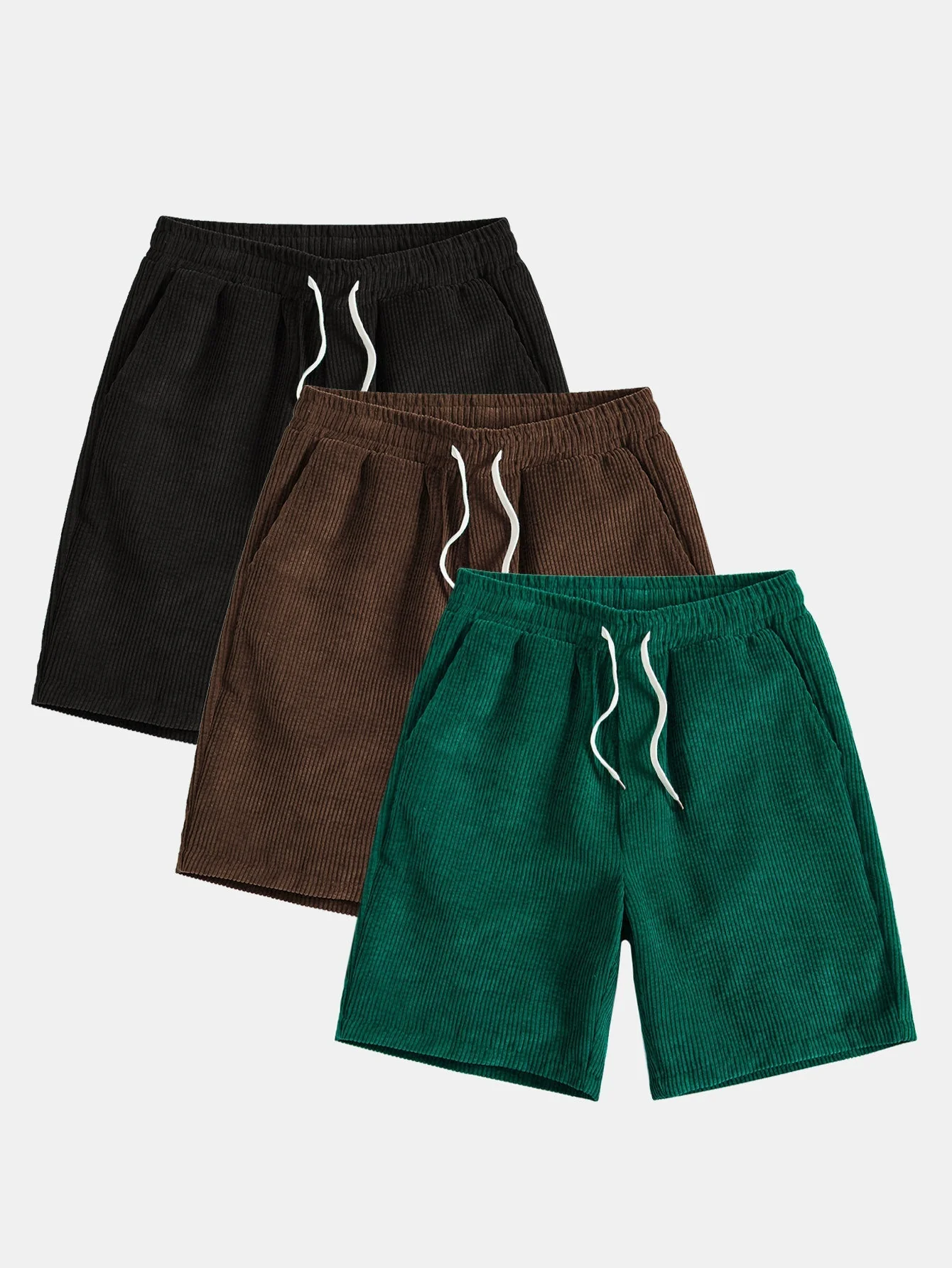 Avital® | 3 Pieces Drawstring Corduroy Shorts - Image 2