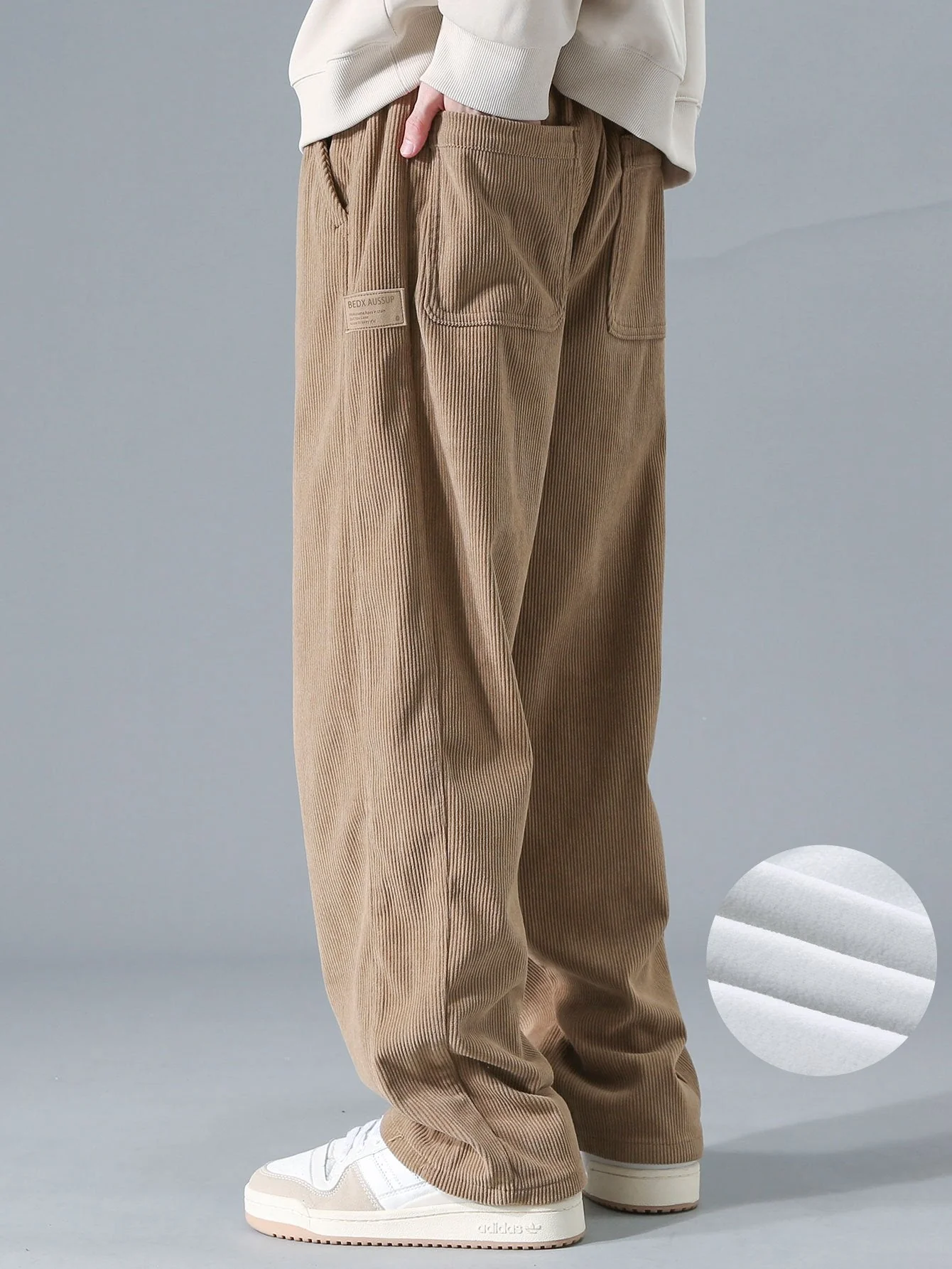 Aykut® | Polar Fleece Lined Straight Leg Corduroy Pants - Image 2