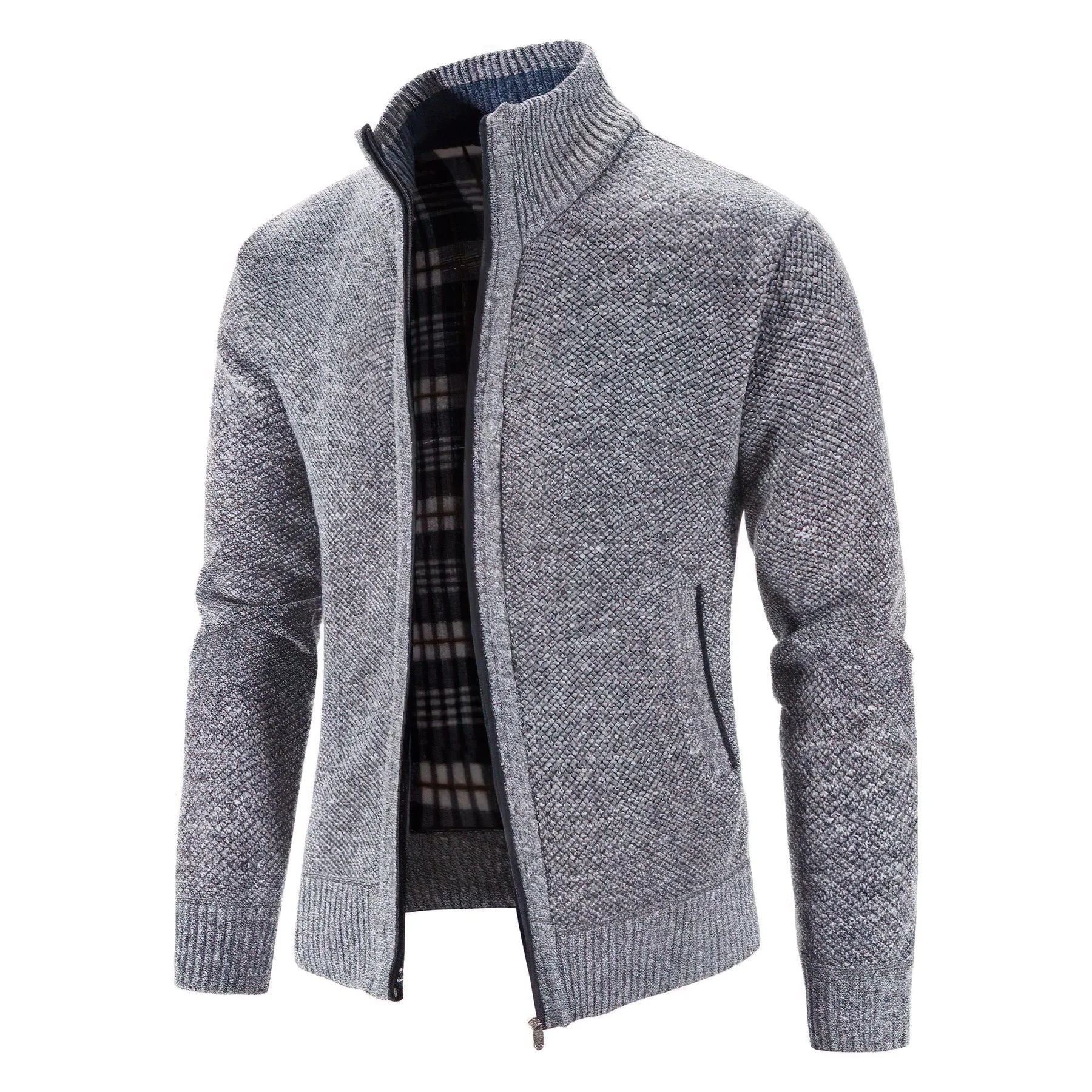 Azriel | Stylish cardigan with zipper and stand-up collar - Image 2