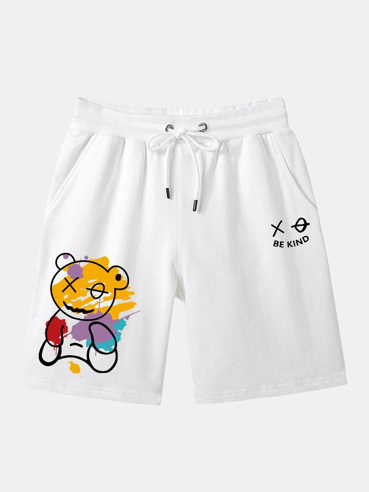 Badawy® | Graffiti Bear Print Man Mid Length Shorts - Image 2