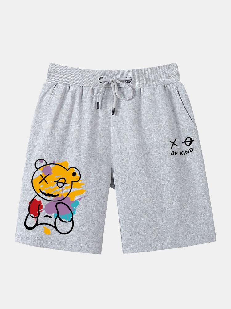 Badawy® | Graffiti Bear Print Man Mid Length Shorts - Image 3