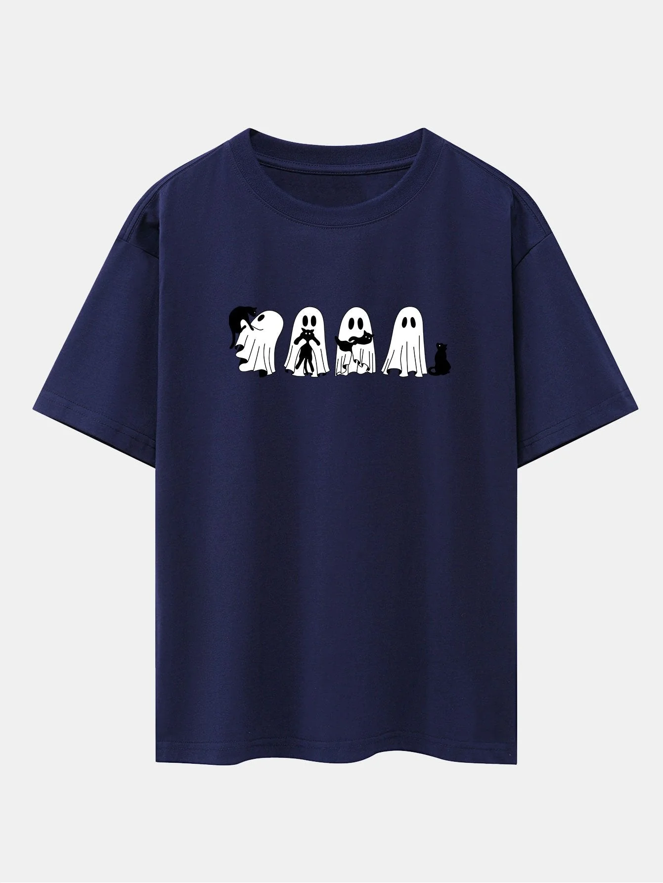 Baldomero® | Black Cat Ghost Print Drop Shoulder Oversize T-Shirt - Image 10