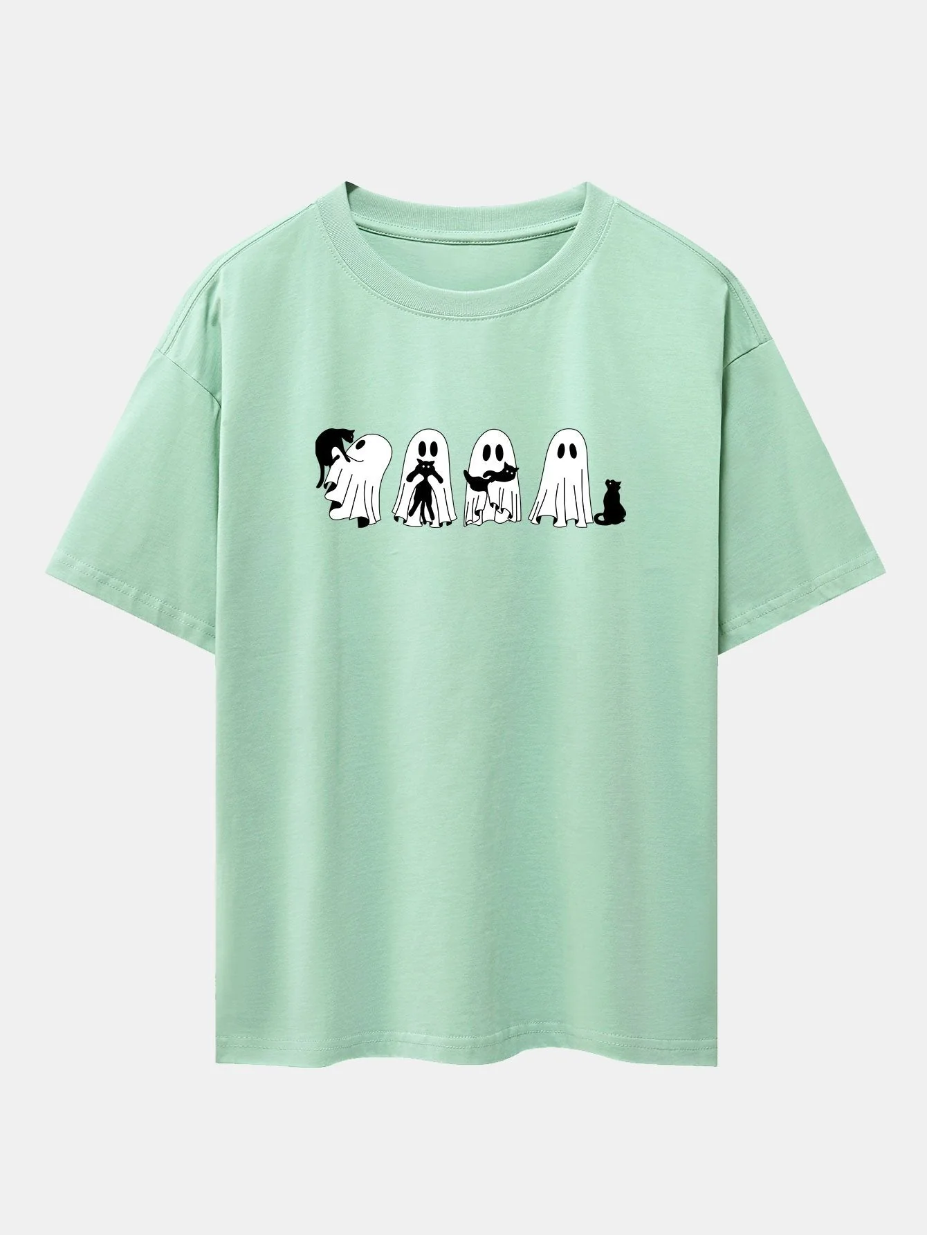 Baldomero® | Black Cat Ghost Print Drop Shoulder Oversize T-Shirt - Image 11