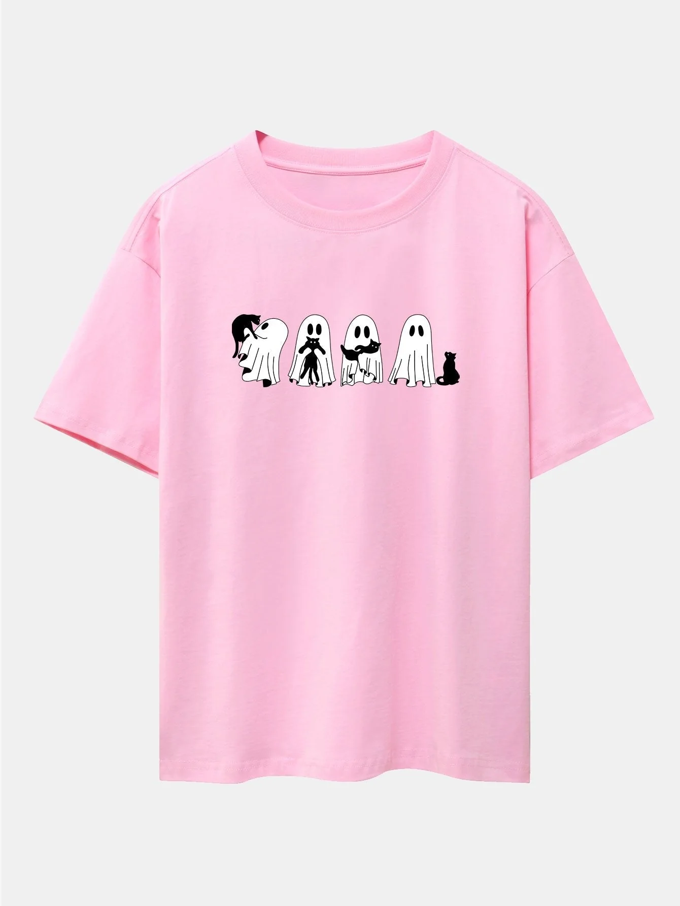 Baldomero® | Black Cat Ghost Print Drop Shoulder Oversize T-Shirt - Image 12