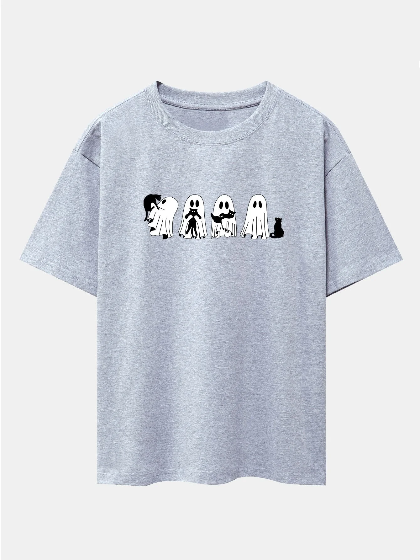 Baldomero® | Black Cat Ghost Print Drop Shoulder Oversize T-Shirt - Image 13