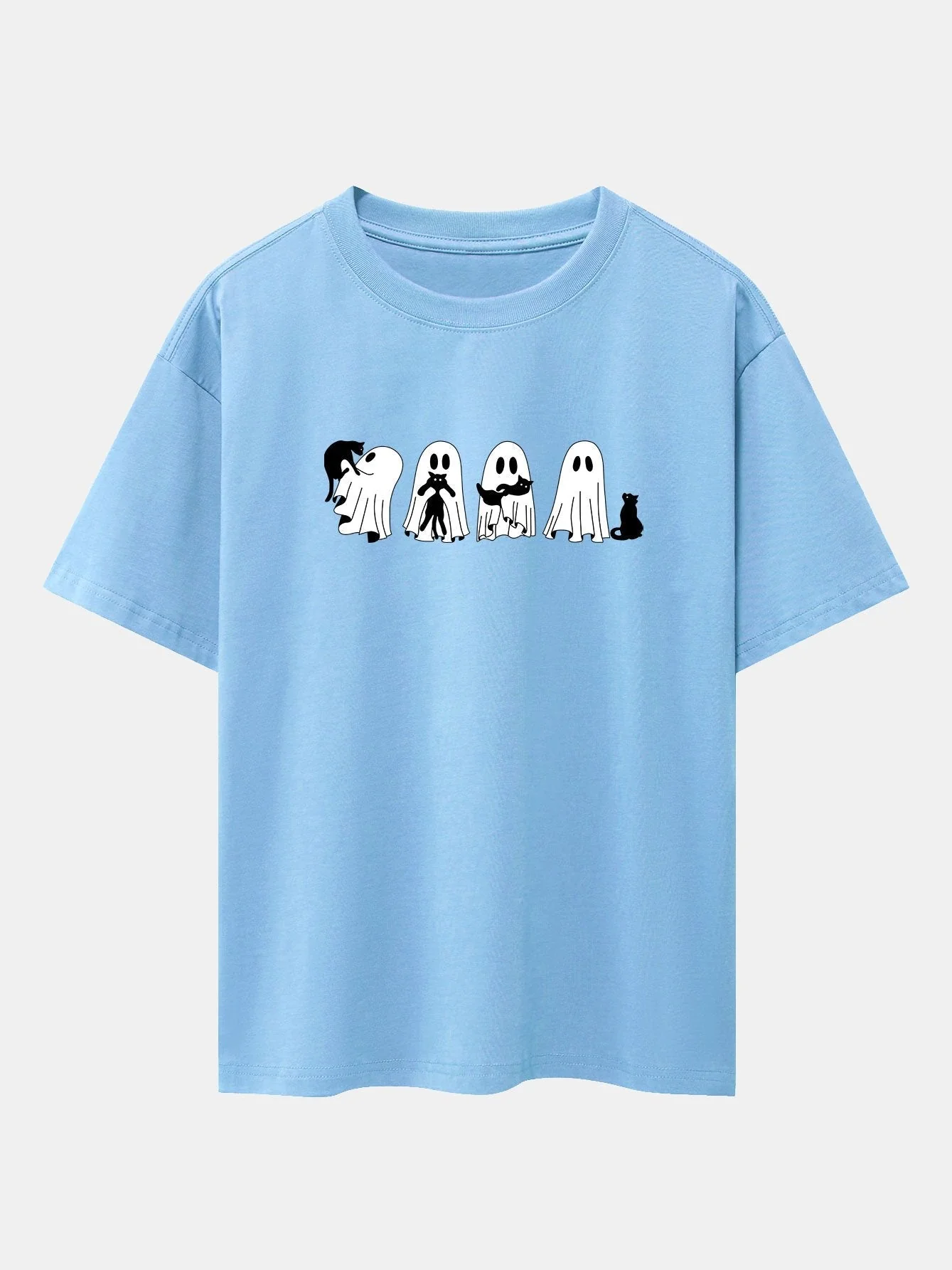 Baldomero® | Black Cat Ghost Print Drop Shoulder Oversize T-Shirt - Image 14
