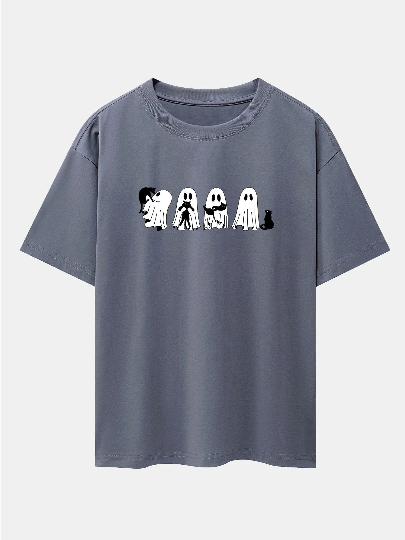 Baldomero® | Black Cat Ghost Print Drop Shoulder Oversize T-Shirt - Image 3