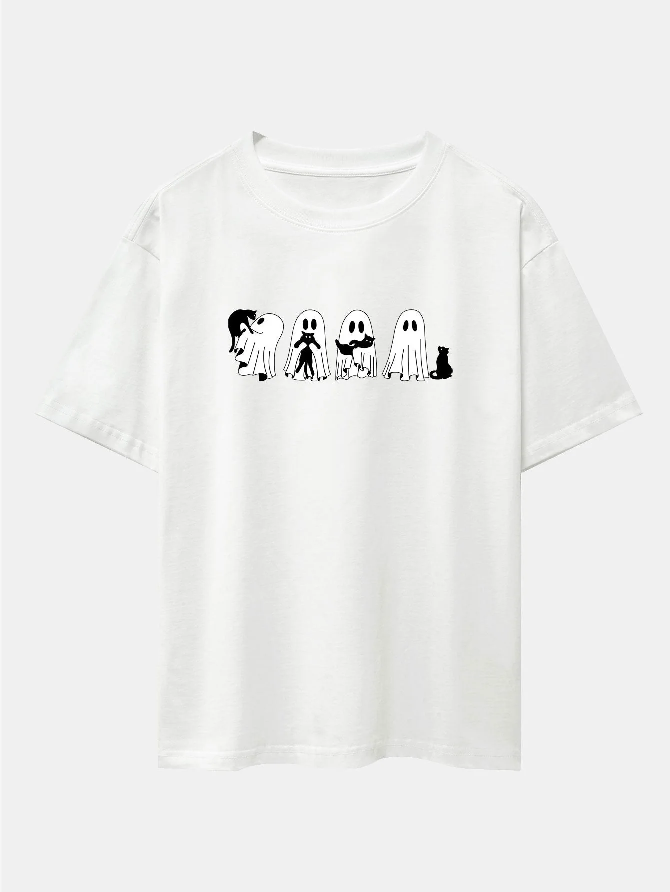 Baldomero® | Black Cat Ghost Print Drop Shoulder Oversize T-Shirt - Image 4
