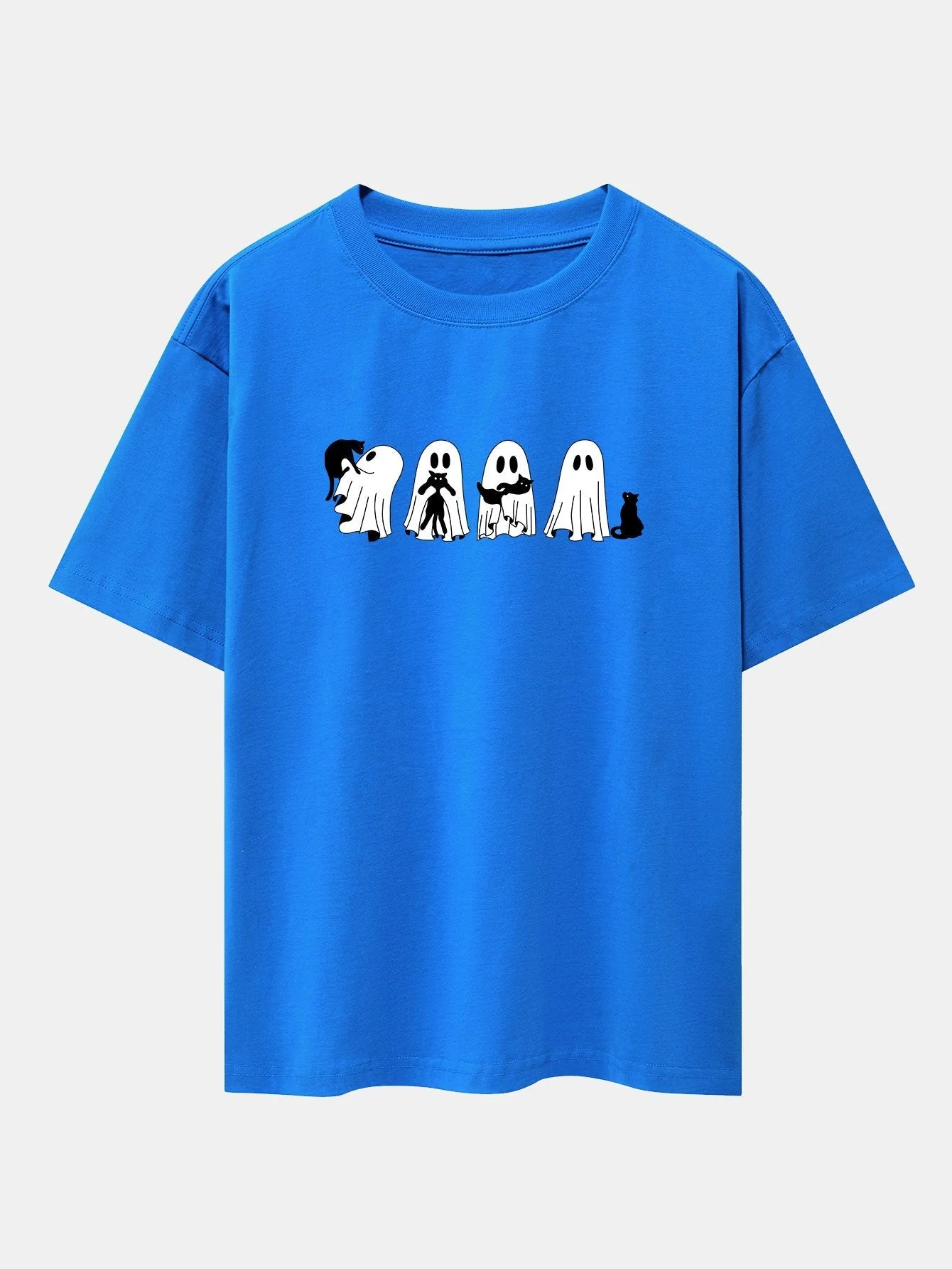 Baldomero® | Black Cat Ghost Print Drop Shoulder Oversize T-Shirt - Image 7